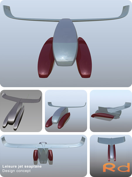 3D visualization of the first jet seaplane concept, developed during a five-day course in 2010.