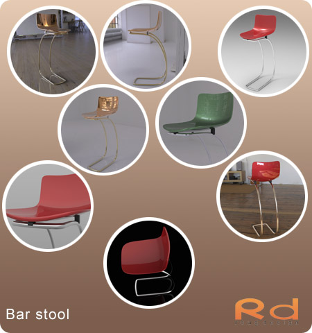barstol, indretningsdesign, konceptdesign, rød, roug design, dansk design