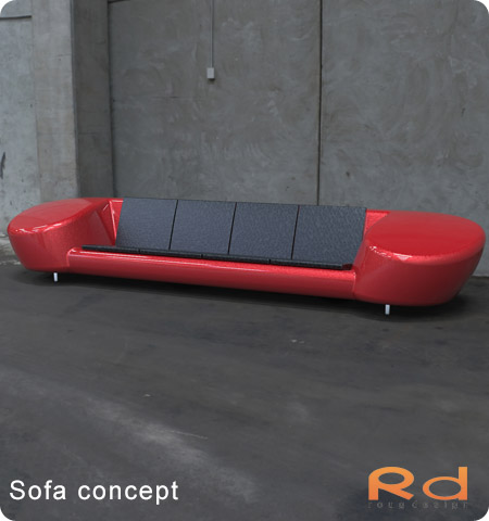 Rød sofa, lagerhal, keyshot, konceptdesign, indretningsdesign, interiørdesign